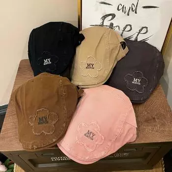 New spring high-quality patch letter hat women s forward hat octagonal hat versatile sunshade sun protection hat серый