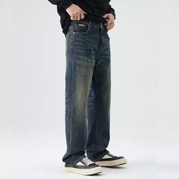 New Spring Jeans Men s American Retro Straight Slim Trousers S