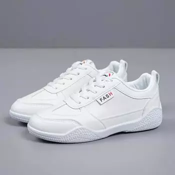 New spring leather white shoes women s versatile casual shoes board shoes soft sole breathable sports running shoes 35