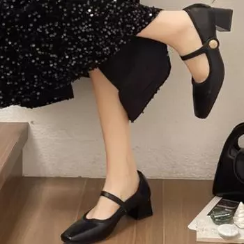 New Spring Mary Jane Shoes Women s Japanese Shoes Fashion Casual Buckle Single Shoes Ladies College Style Footwear 34 чёрный