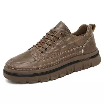 New Spring Men s Casual Walking Style Shoes Brown Black Leather Casual Flat Shoes Men s Sports Shoes 40 чёрный