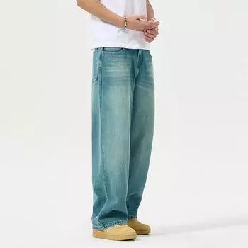 New Spring Style Men s Jeans Loose Straight Wide-leg Pants S