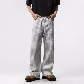 New Spring Style Old Jeans Men s American Straight-leg Casual Wide-leg Loose Work Pants S белый
