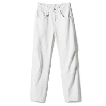 New Spring Style White Ensemble Structure Loose Straight Wide-leg Pants Men s Jeans Long S белый
