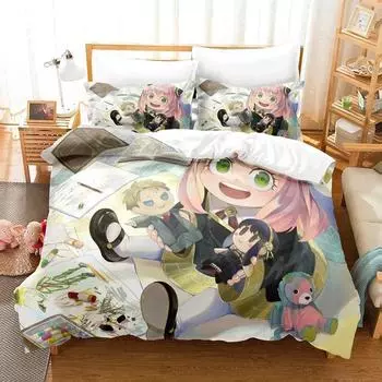 New SPYFAMILY Bedding Set Anime Quilt Cover Single Double Queen King Size With Pillowcase Boys Girls Bedspread 3D Print Anime 70x133cm 2pcs