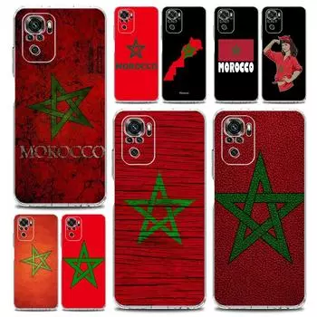 New Square Clear Soft Phone Case For Xiaomi Redmi Note 12 11 9S 9 8 10 Pro+ 7 8T 9C 9A 8A K40 Gaming Cover Morocco Flag Soccer Redmi Note 7