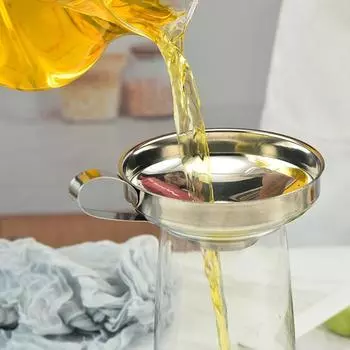 New Stainless Steel Wide Mouth Funnel Thickened Salad Sauce Funnel Oil Drainage Household Bottle Sauce Packaging Funnel