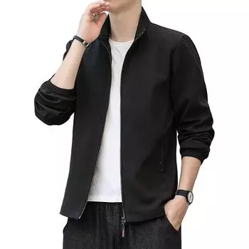 New Stand-up Collar Jacket for Men s Tops for Middle-aged and Young Casual Versatile Cardigan Work Jacket M