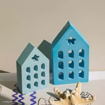 New Star House Silicone Mold DIY Tea Light Houses Concrete Molds Candle Making Supplies Ornament Resin Gypsum Mould Home Decor