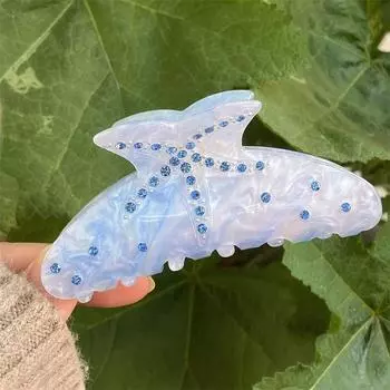 New Starfish Hair Claw Clip Ocean Beach Crystal Rhinestone Shark Clip Hairpin Hair Clamps Grab Elegant Women Hair Accessories