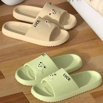 New stepping on shit feeling women s slippers summer cool slippers men s soft bottom bathroom mop bath non-slip eva couple one-word mop 40-41 чёрный