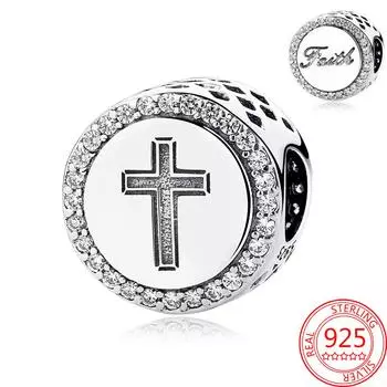 Новый серебряный религиозный крест с бусинами 925 пробы, оригинальный модный браслет 3 мм, модные украшения для девушек на вечеринке