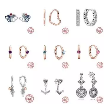 Новые серьги из стерлингового серебра S925, серьги в форме сердца, циркониевые серьги, подходят для оригинальных браслетов 3 мм, женские модные ювелирные изделия DIY, оптовая продажа