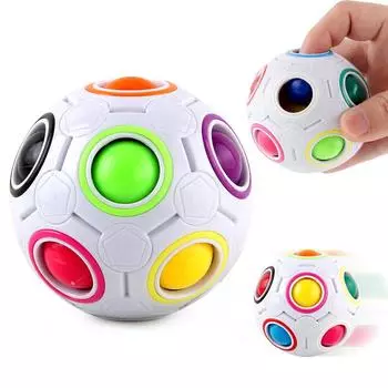 New Strange Toy Decompression Magic Rainbow Ball, Rodent Control Pioneer Fingertip Decompression 12-Hole Rubik S Cube Ball Production