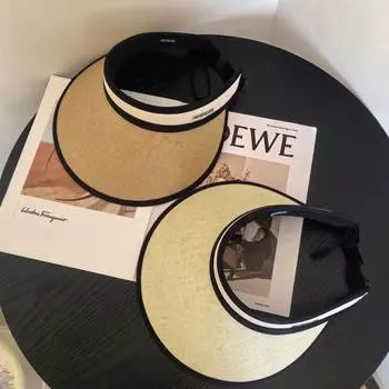 New straw visor, vinyl empty top, large sun protection, sun protection, UV protection cap, casual versatile sun protection cap M56-58cm