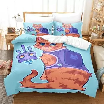 New Stray Game Cat and Momo Bedding Set Single Twin Full Queen King Size Bed Set Aldult Kid Bedroom Duvetcover Sets Kawaii Bed 70x133cm 2pcs