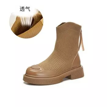 New stretch boots 2025 autumn versatile Martin boots women s casual fashion women s boots thick heel short boots women s comfort socks boots 35