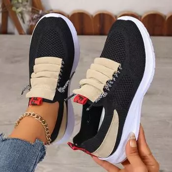 Новые легкие и дышащие повседневные туфли из эластичной ткани, женские лоферы для путешествий, спортивная женская обувь, модные кроссовки, кроссовки для бега 36 чёрный