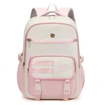New student backpack large capacity cute high value new schoolbag youth academy style backpack no pendant розовый