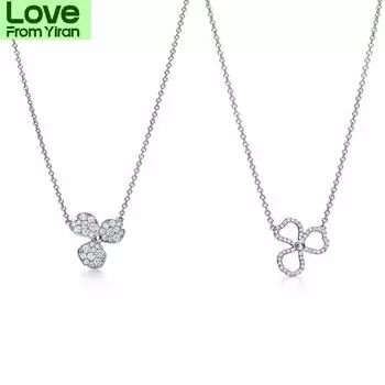 New Style 100 %S925 Sterling Silver Flower Rhyme Series ,With Zircon Flower Pendant Necklace Original Ladies Party Jewelry Gift