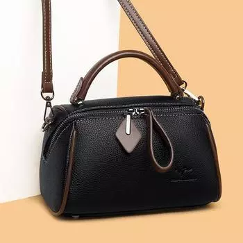 New Style Bag Women s Bag Fashionable Versatile Messenger Bag Boston Retro Shoulder Bag Women чёрный