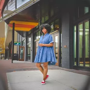 New Style Denim Slim Fit A-Line Short Sleeve Dress Small