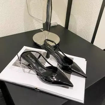 New Style Designer Summer Low Heel Women Sandals Fashion Pointed Toe Shoes Ladies Elegant Stripper Party Sandals Zapatos Mujer 34