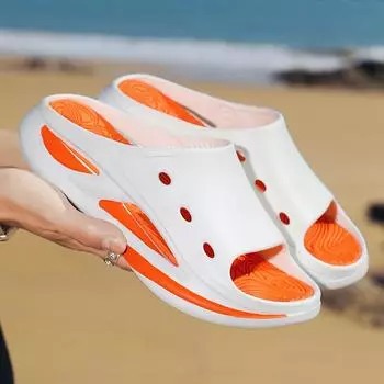 New Style Eva soft Men s Sandals Thick Bottom Beach Sports Mans Slipper lightweight Non-slip Designed Main Push Male Footwear 36 чёрный