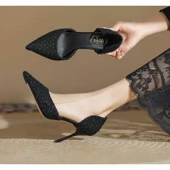 New Style Fashion Fresh Fairy Women s High Heels Spring Summer Versatile Net Red French Style Fine Luxury Heel Single Shoes 35