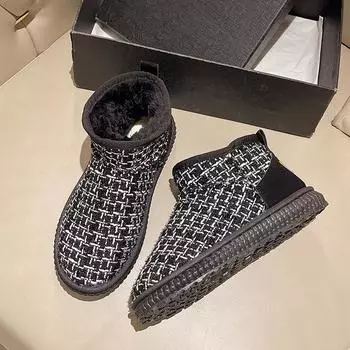 Новые стильные модные женские зимние сапоги, плюшевые и шерстяные теплые хлопковые ботинки, износостойкие и нескользящие ботинки 35 бежевый