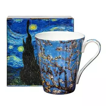 New Style Hand-painted Oil Painting Coffee Mug Artist Starry Sky Ceramic Mug Bone China Cup Gift Box Wedding Birthday Gift 410ml