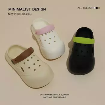 New Style Hole Shoes Women s Summer Home Non-slip Fashion Beach Thick-soled Outerwear Sandals And Slippers Ladies 35-36 чёрный