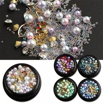 New Style Nail Art Mixed Jewelry Pearl Micro-bead Mixed Rivet Jewelry Fairy Bead Pointed Bottom Shaped Nails Accessories 1