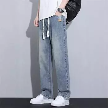 New Style of Teen Jeans for Men, Handsome Young Children, Spring and Summer Thin Straight Trousers M