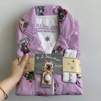 New Style Pajamas Set, Pure Cotton 2-piece Set, Women s Printed Cartoon Pajamas, Long-sleeved Trousers Set, Autumn Home Clothes, Home Clothes XS