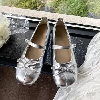 New Style Popular Ballet Flats Women s Shoes Mary Jane Shoes Round Toe Women s Shoe Bow Silk Satin Flats Women Shoes Plus Size 35