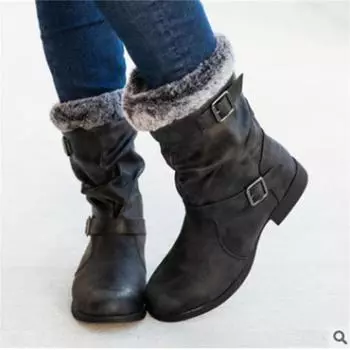 New Style Popular Fluffy Fur Boots Winter Fashion Sexy Faux Fox Fur Snow Ladies Furry Warm Cotton Boots Female Outdoor Ski Boots 35