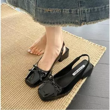 New Style Popular Women s Toe Open-top Buckle High Heels with French Bow Comfortable Fashionable Women s Shoes Zapatos Mujer 35