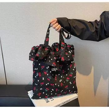 New style small fresh print commuting simple fashion shoulder bag women чёрный