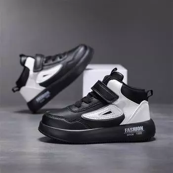 New Style Spring Children Shoes Leather Waterproof Sports Shoes Kids Lightweight Girls Boys Casual Fashion Sneakers 26 чёрный