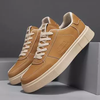 New Style Vulcanized Sneakers Men Leather Casual Shoes 39 чёрный