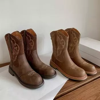 New Style Women Mid Calf Platform Fashion Boots Winter Cozy Designer Casual Shoes Fashion Walking Goth Boot Popular Trend Female 35 темно-коричневого