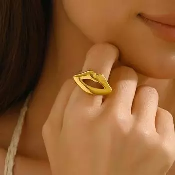 New style women s ring geometric lip design metal opening index finger ring women s versatile ring
