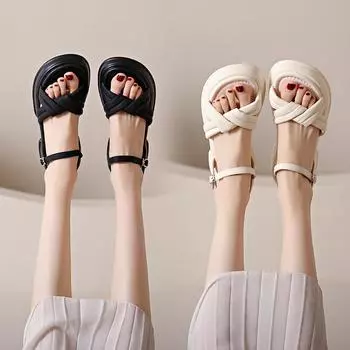 New Style Women s Sandals Hot Sale Women Shoes Summer Platform Mujer Sandalias Comfortable Shoes for Women Sandlias Femininas 35 бежевый