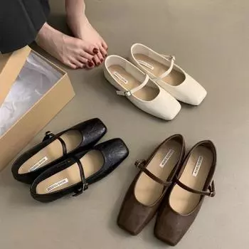 New Style Women s Square Toe Women Mary Jane Shoes Fashion Ladies Comfortable Soft Sole Party Wedding Female Shoes Zapatos Mujer 39 коричневый