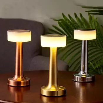 New Stylish and unique Retro LED Night Light Table Lamp - Creative Touch Controlled Decor for Room, Coffee Table, or Restaurant розового золота