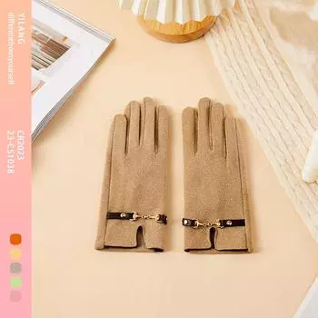 New Suede Warm Women s Cycling Autumn and Winter Gloves Plus Fleece Cold and Wind Wind Gloves Average size