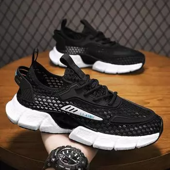 New summer breathable mesh shoes men s thin casual shoes trendy men s shoes non-slip sneakers real popcorn cold sticky 39 бежевый