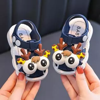 New Summer Cartoon Beach Sandals for Children Cute Boys Girls Toddler Shoes Anti-slippery Soft-soled Korean Style Footwear 18 insole11.5cm хаки