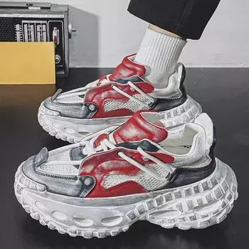 New Summer Casual Personalized Color Block Old Men s Shoes Breathable Mesh Thick Sole Casual Flat Shoes for Men Size 39-44 39